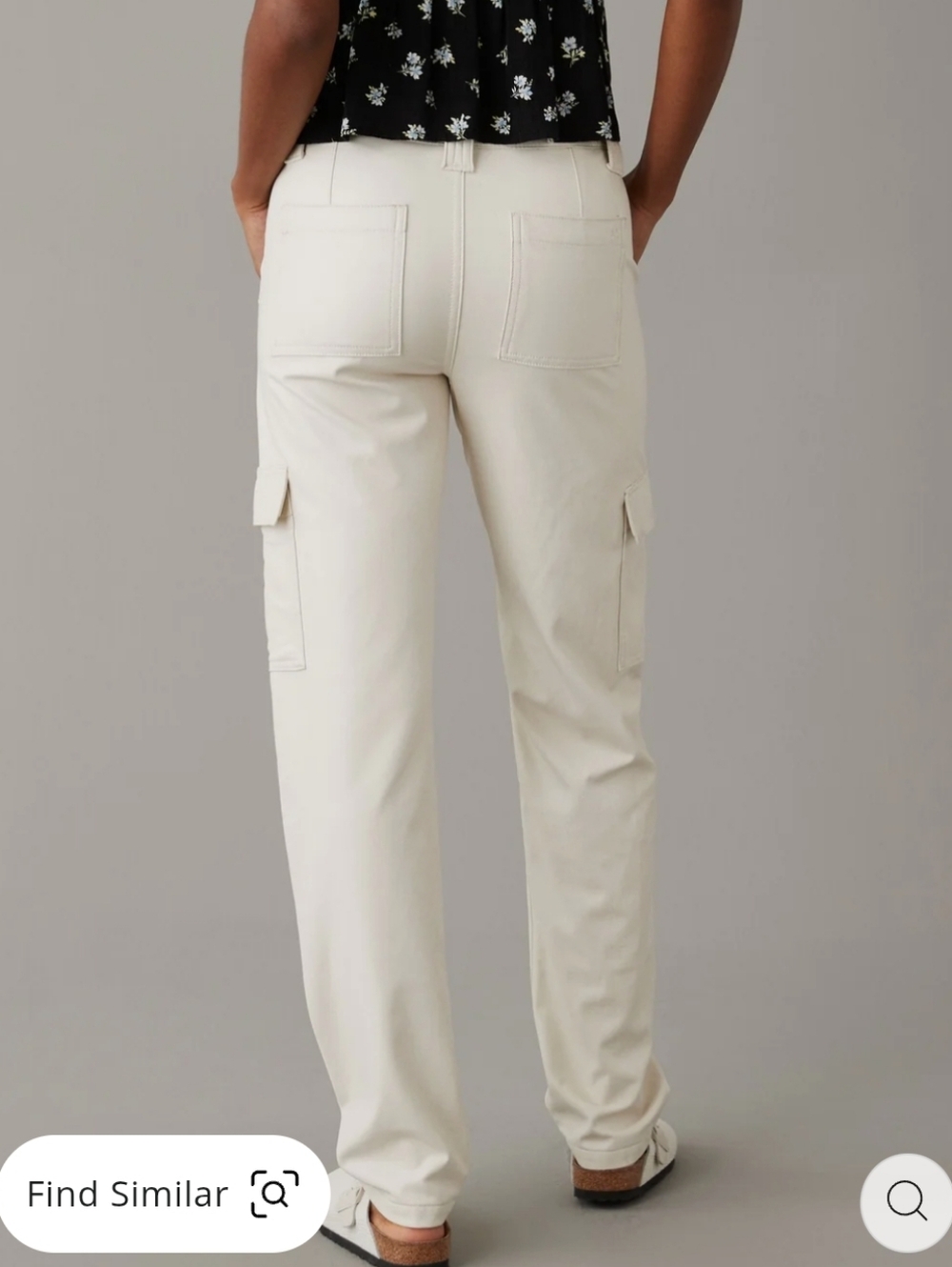 American Eagle Stretch High Waisted Vegan Leather Straight Cargo Pants Size 18 - Picture 2 of 16